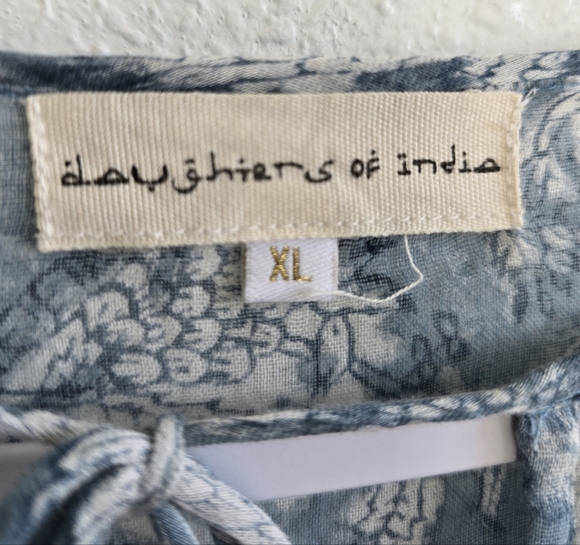 Daughters of India Jaya Mini Dress in Juniper Floral Blue Dress Size XL - Picture 12 of 16